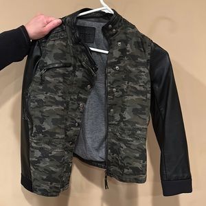 Camo faux leather moto jacket
